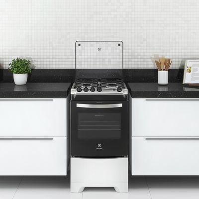 Fogão Electrolux Branco 4 Bocas Piso Branco
